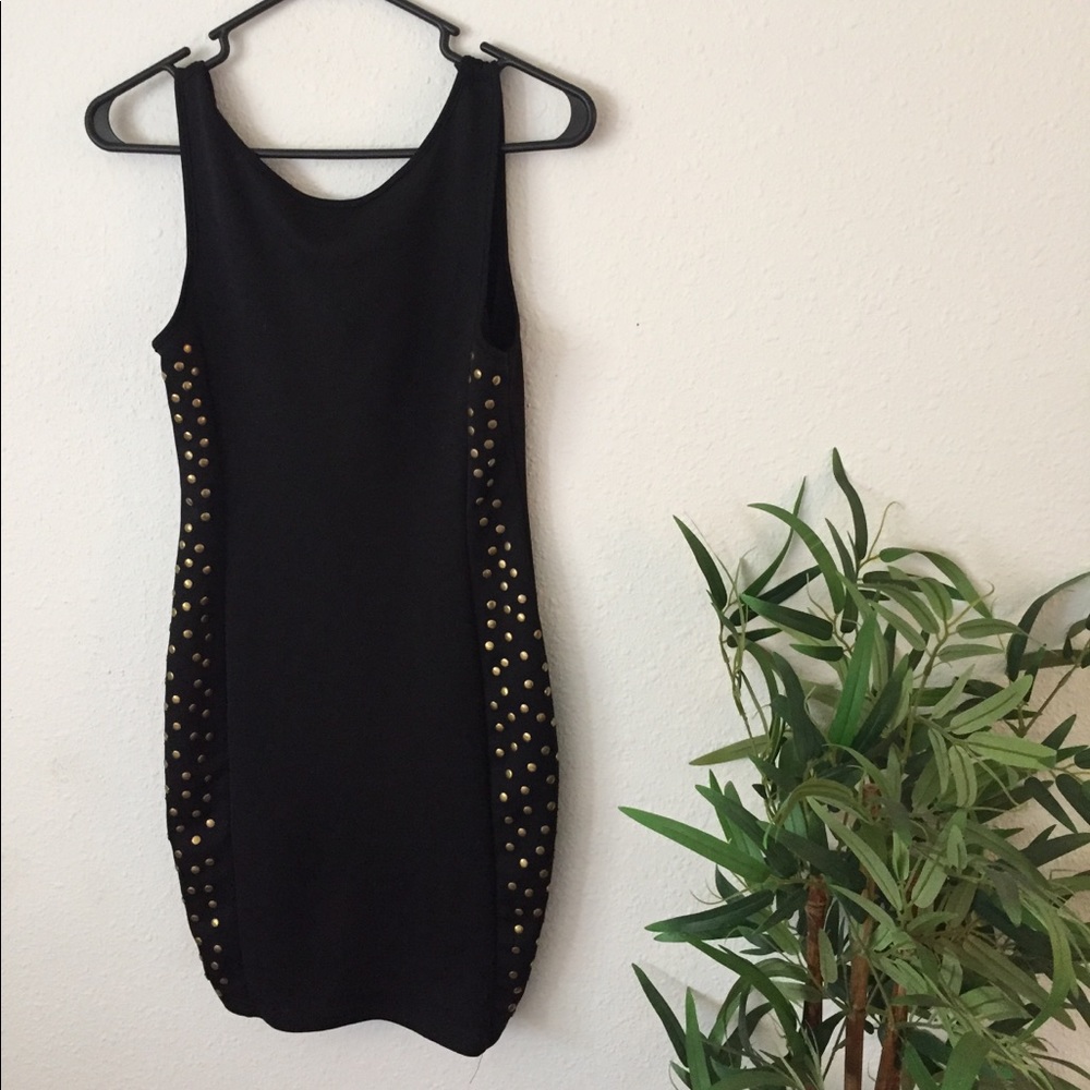 Black sequin stud cocktail dress
